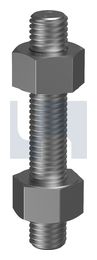 STUD BOLT & NUT KIT B7/2H HDG KIT: 1-1/8UN8 X 155 thumbnail 2